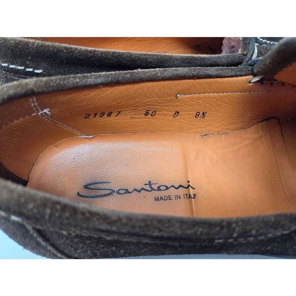 SANTONI BROWN SUEDE DRESS LOAFER MENS SIZE 8.5 MADE IN ITALY main image 4